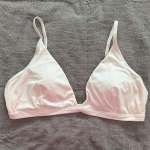 Abercrombie & Fitch Cream Satin Wireless Triangle Bralette